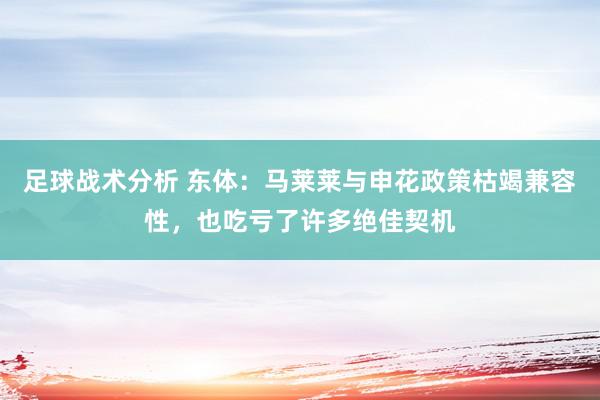 足球战术分析 东体：马莱莱与申花政策枯竭兼容性，也吃亏了许多绝佳契机